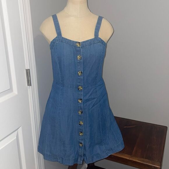 Loft Denim Button Front Dress Size 2P - Picture 1 of 10